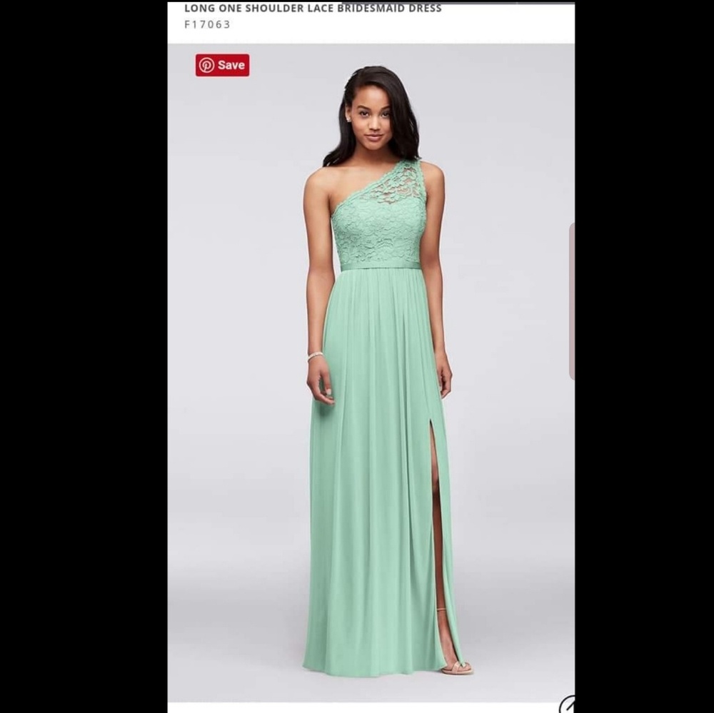 Lace One Shoulder Formal Dress in Mint Green